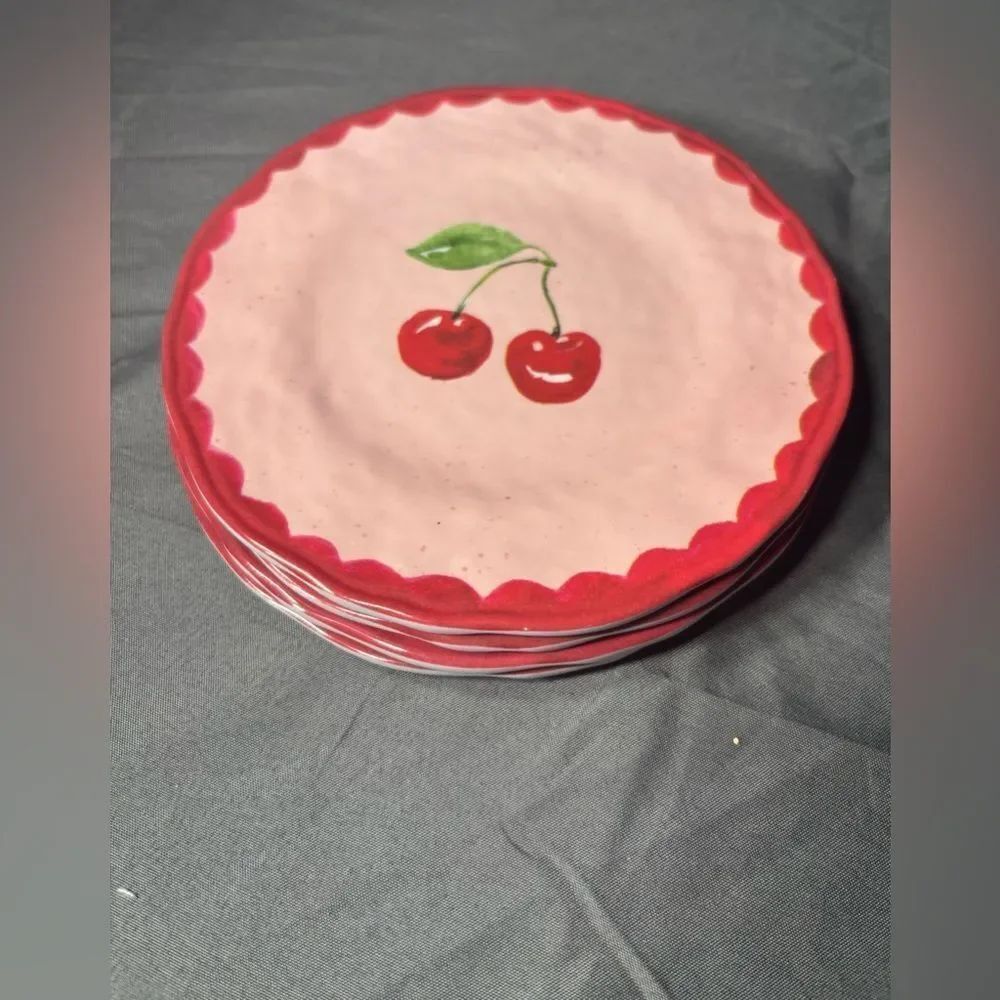New Cherry Design Pink Plate NWT